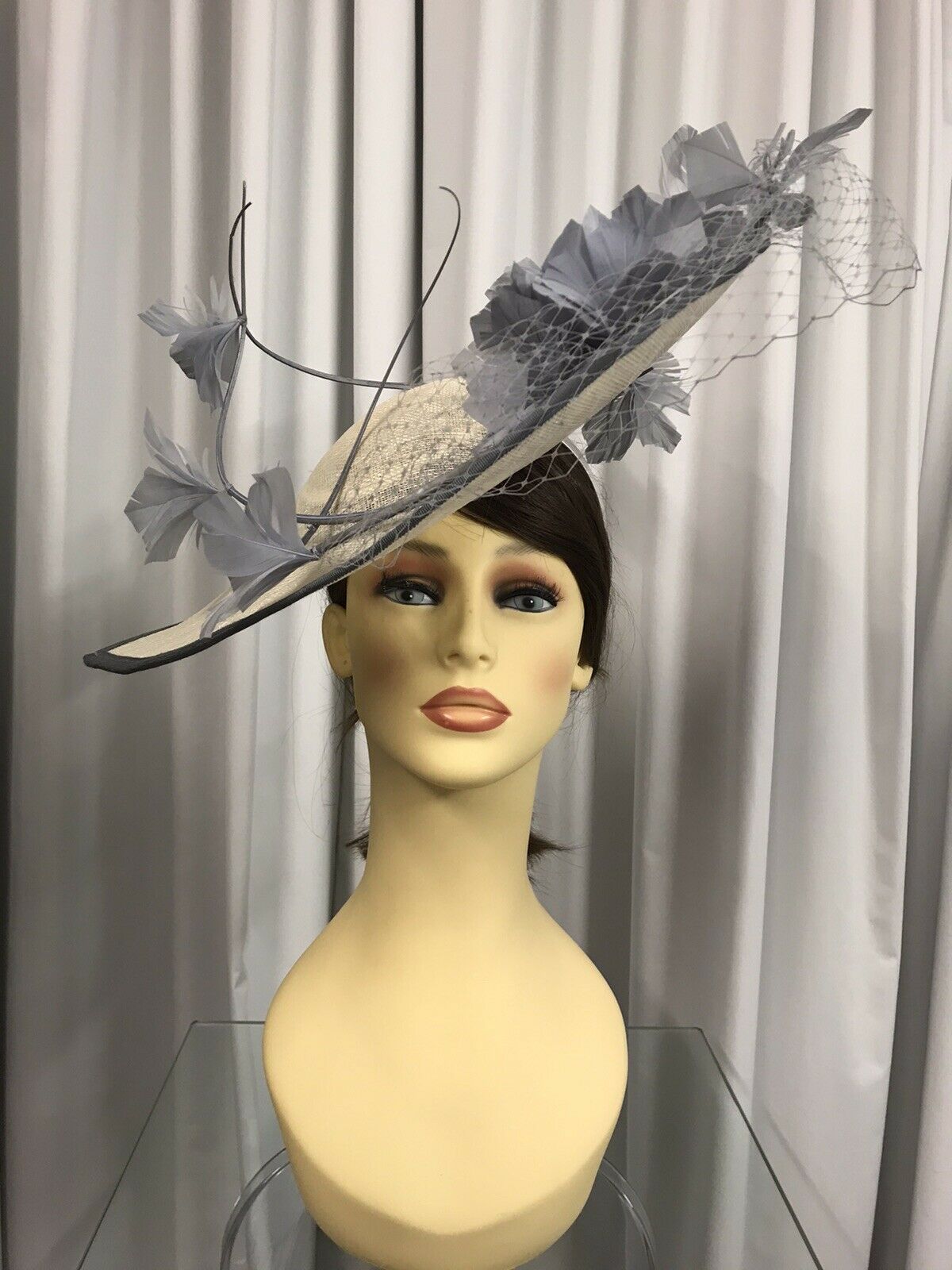 Snoxell and Gwyther fascinator in Grey/Ivory Tina Townsend