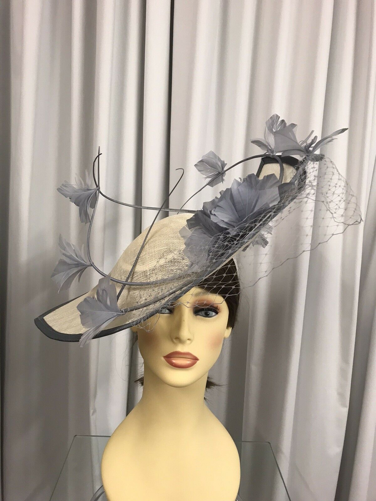 Snoxell and Gwyther fascinator in Grey/Ivory Tina Townsend